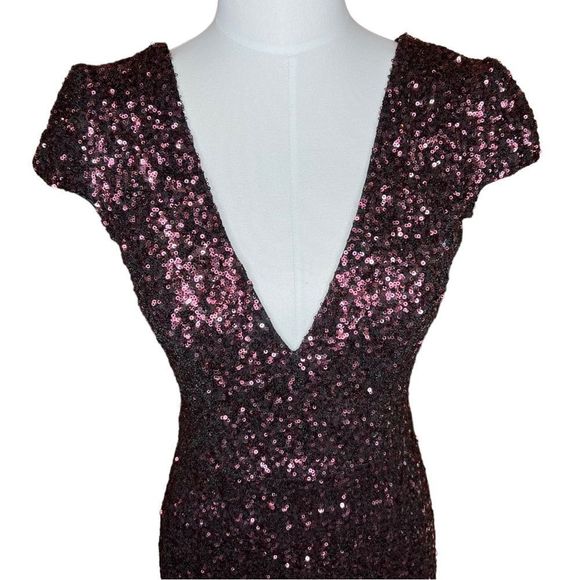 Dress The Population Zoe Sequin V Neck Body Con Dress Size Small - Picture 3 of 10